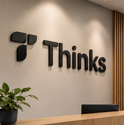 Logo on the reception wall — 3D wall letters EMBODY³