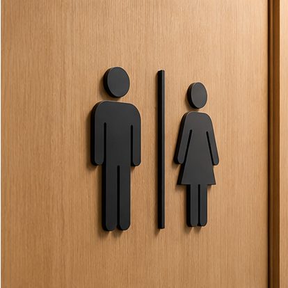 Restroom pictograms — 3D wall letters EMBODY³