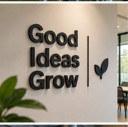 Office quote wall — 3D wall letters EMBODY³